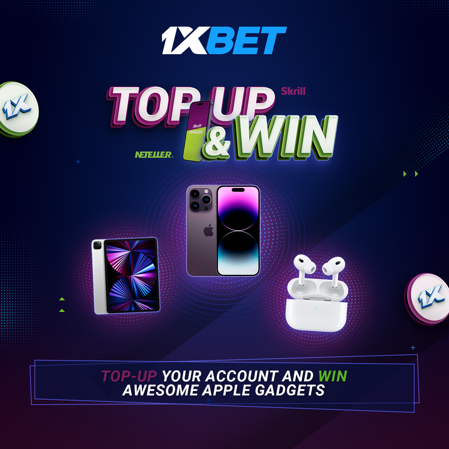 Win Apple Gadgets with the Top Up & Win Promotion at 1xBet 1 1xBet