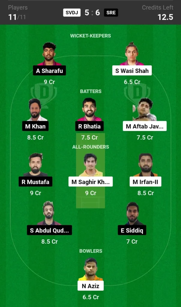 SVDJ vs SRE Dream11 Prediction Today Match