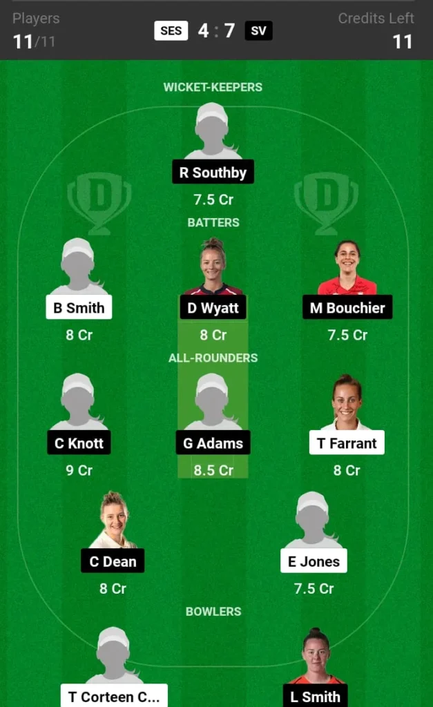 SES vs SV Dream11 Prediction Today Match