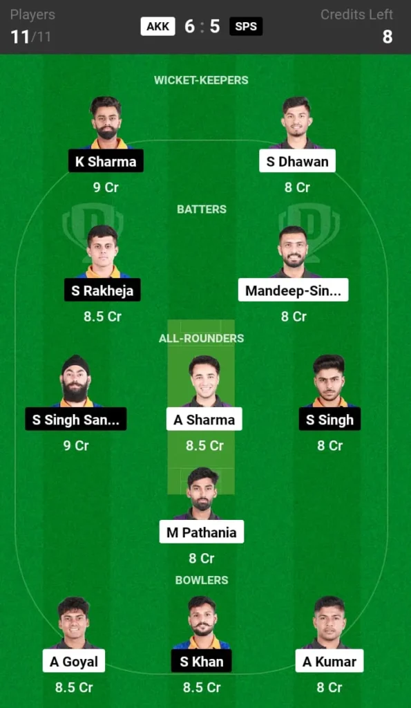 AKK vs SPS Dream11 Prediction Today Match