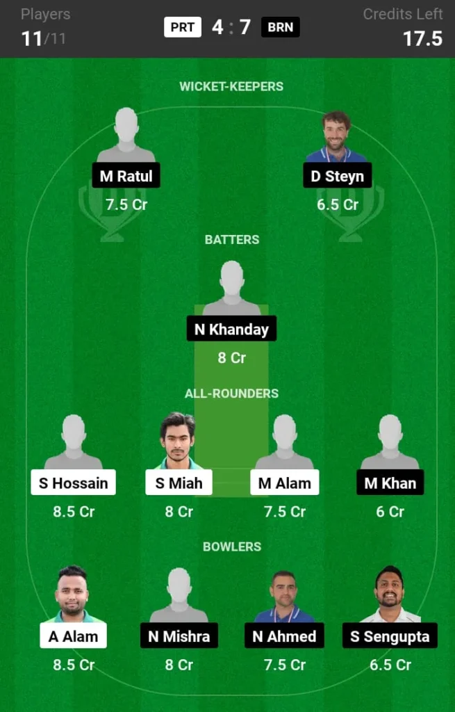 PRT vs BRN Dream11 Prediction Today Match