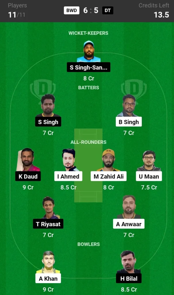 BWD vs DT Dream11 Prediction Today Match