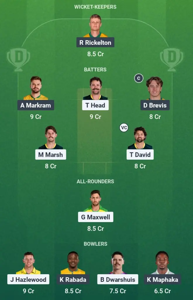 AUS vs SA Dream11 Prediction